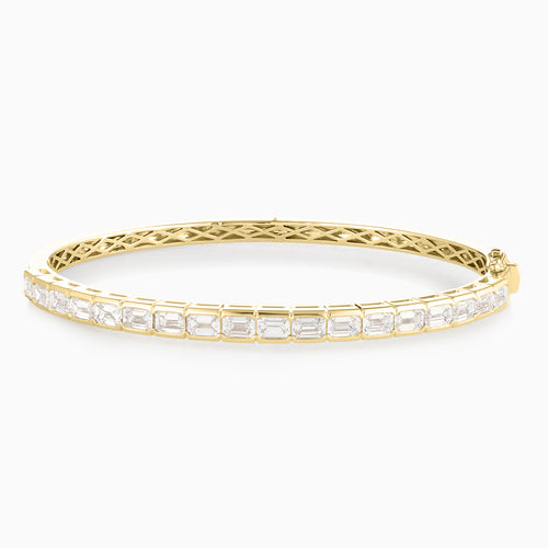 Noa Emerald Cut Bezeled Diamond Bangle Bracelet 3.75 ctw