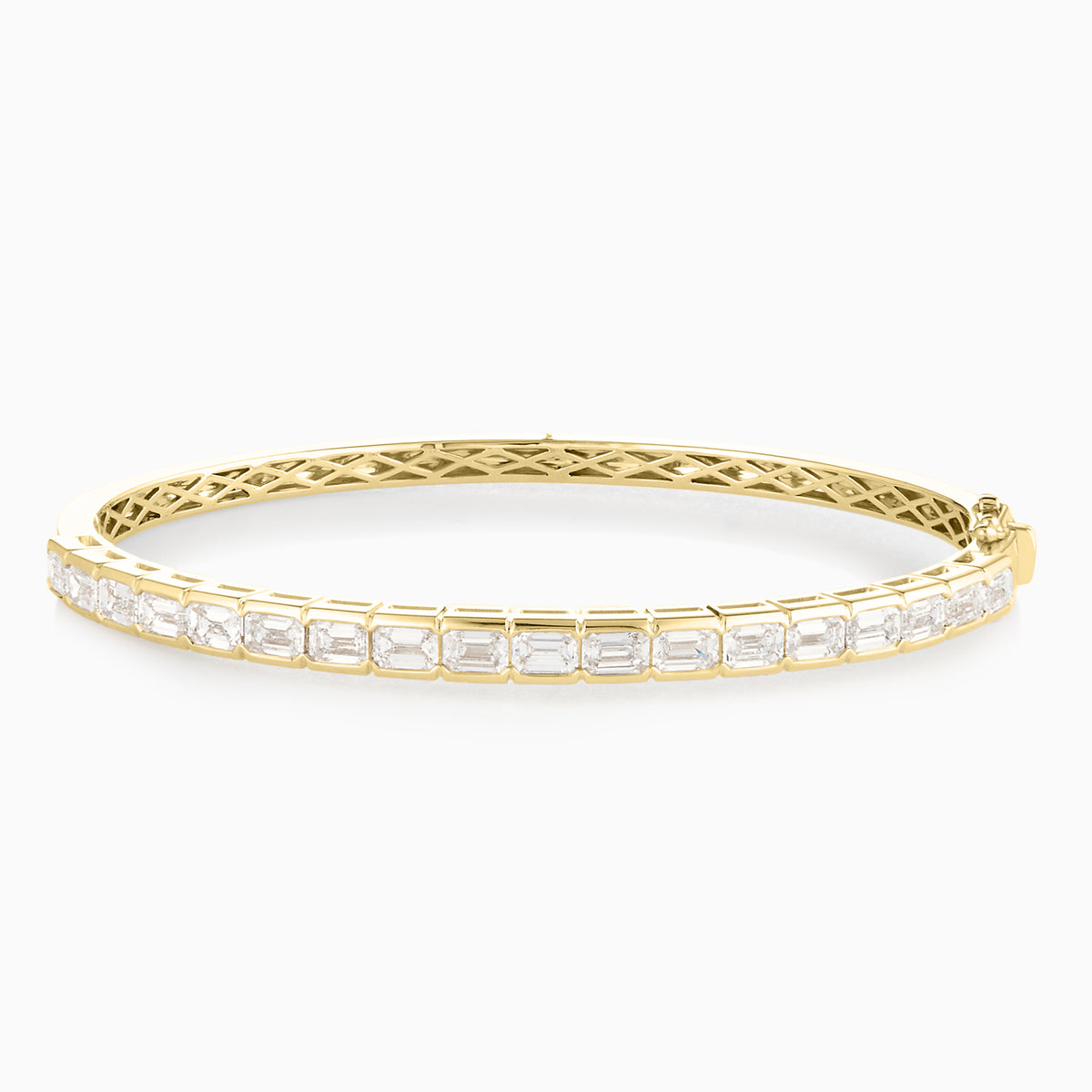 Noa Emerald Cut Bezeled Diamond Bangle Bracelet 3.75 ctw