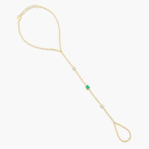 Portia Emerald Bezel Hand Chain Bracelet 0.56 ctw