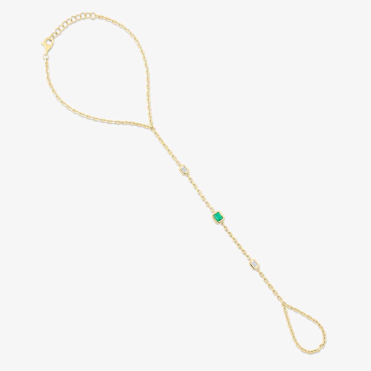 Portia Emerald Bezel Hand Chain Bracelet 0.56 ctw