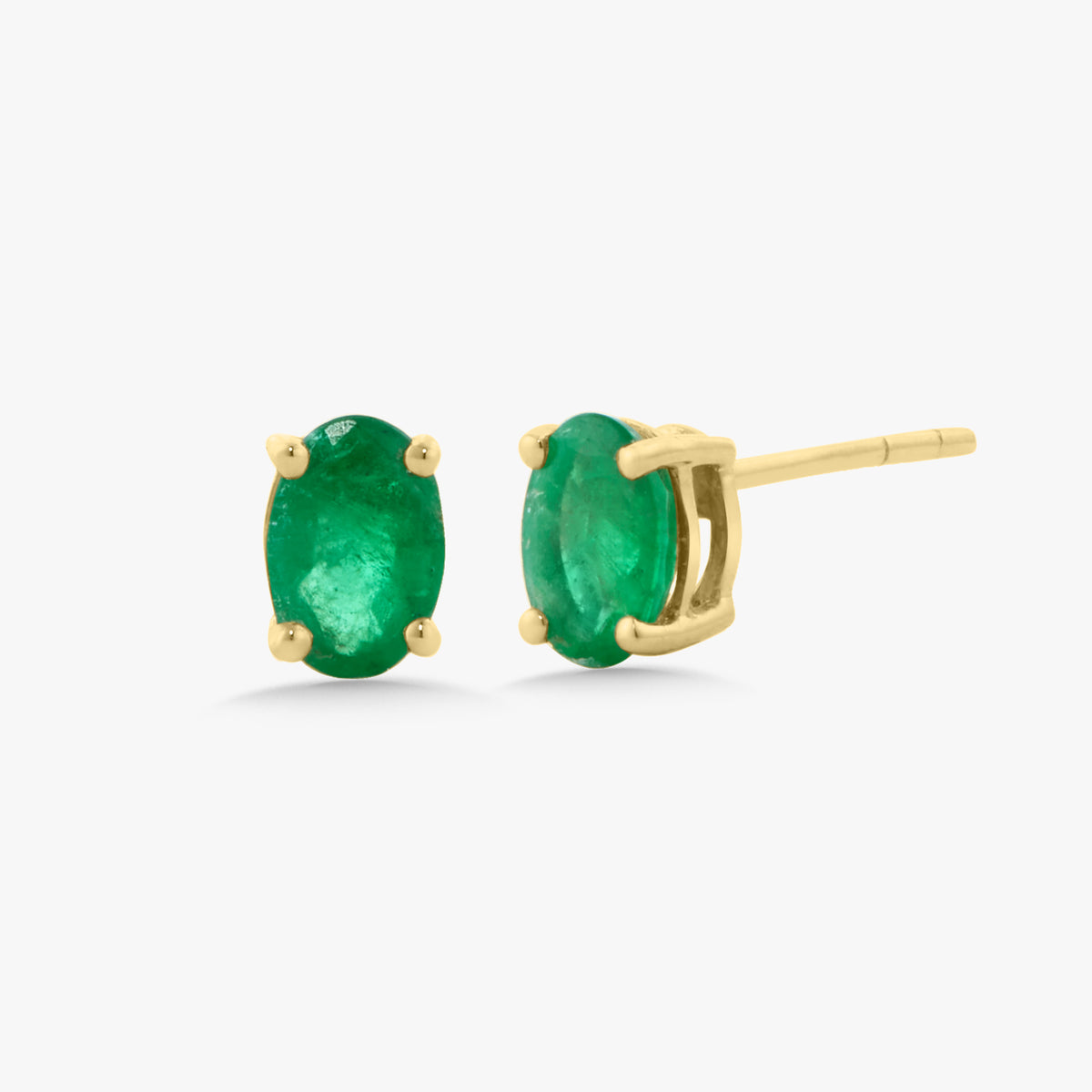 Emerald Oval Stud Earrings