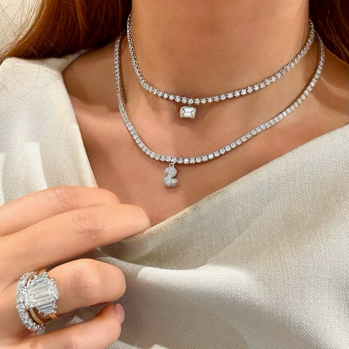 Everleigh 2.5 and Kessler 10 + Puffy bubble charm letter