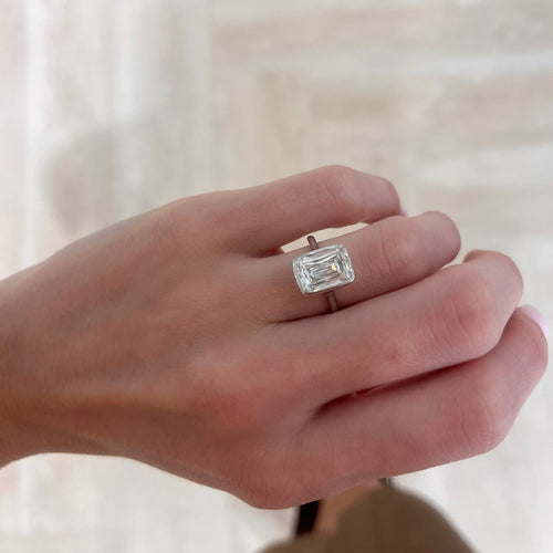 4.08ct Lab Grown Elongated Criss Cut Cushion in a Bezel Cathedral