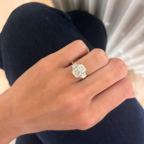 3.09ct Lab Grown Radiant Three Stone with Brilliant-cut Traps