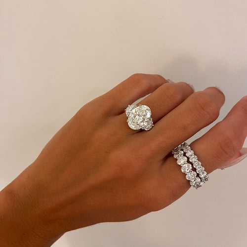 6.01ct Lab Grown Oval Diamond in a Half Moon Setting