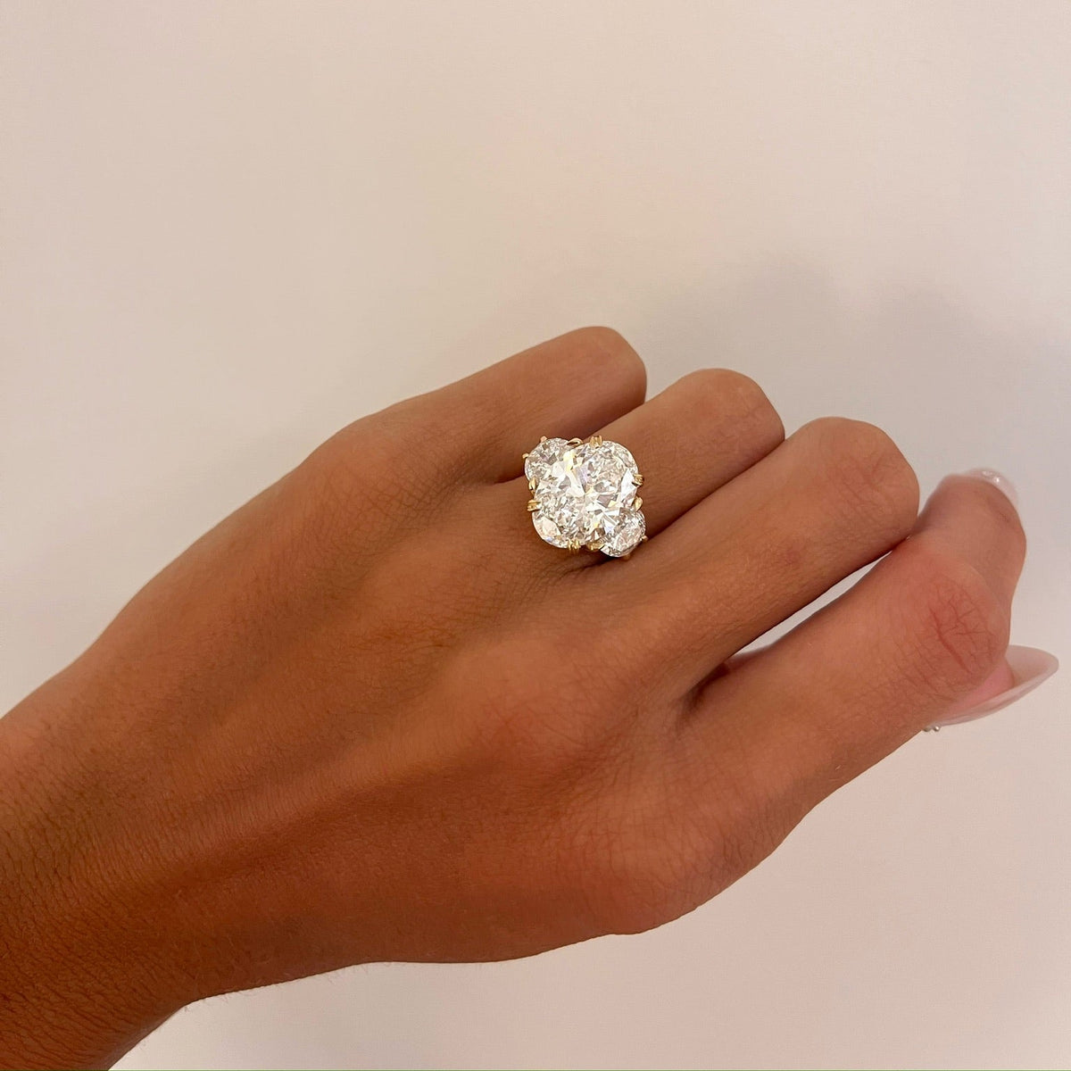 6.05ct Lab Grown Oval Diamond in a Half Moon Setting