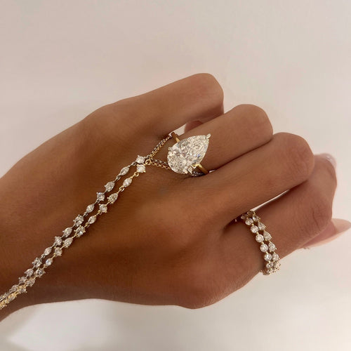 5.02ct Lab Grown Pear Cut Diamond in a Solitaire Setting with Hidden Halo