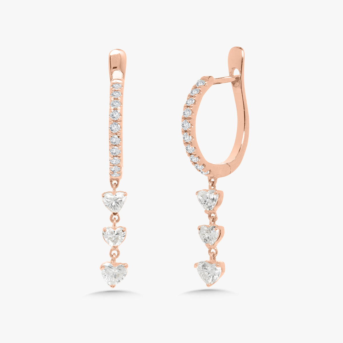 Fallon Diamond Heart Dangle Huggie Earrings