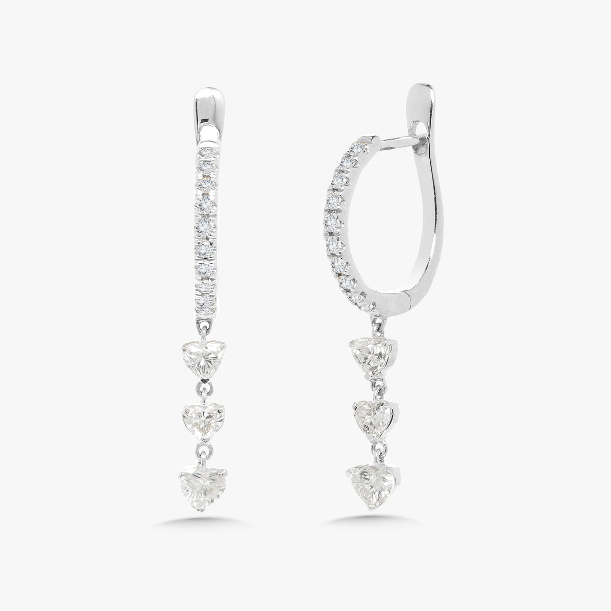 Fallon Diamond Heart Dangle Huggie Earrings