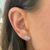 Fanned Baguette Ear Climber Stud Earrings