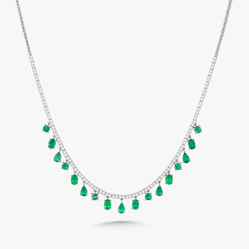 Farrah Emerald & Diamond Dangle Tennis Necklace 7.70 ctw