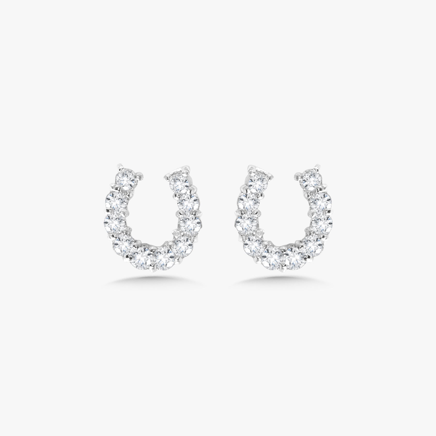 Diamond horseshoe earrings white gold discount