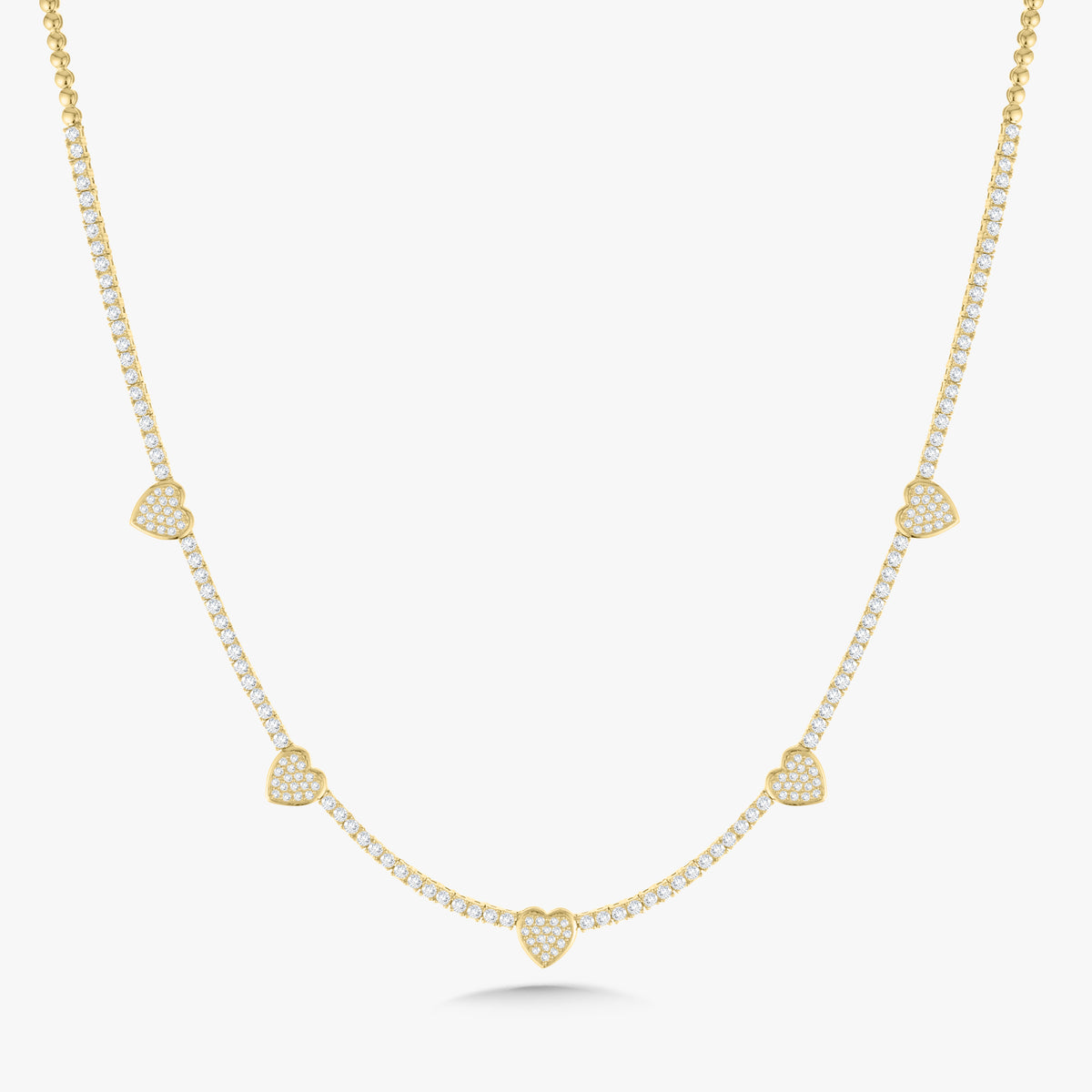 "Five of Hearts" Pave Diamond Tennis Necklace 2.42 ctw