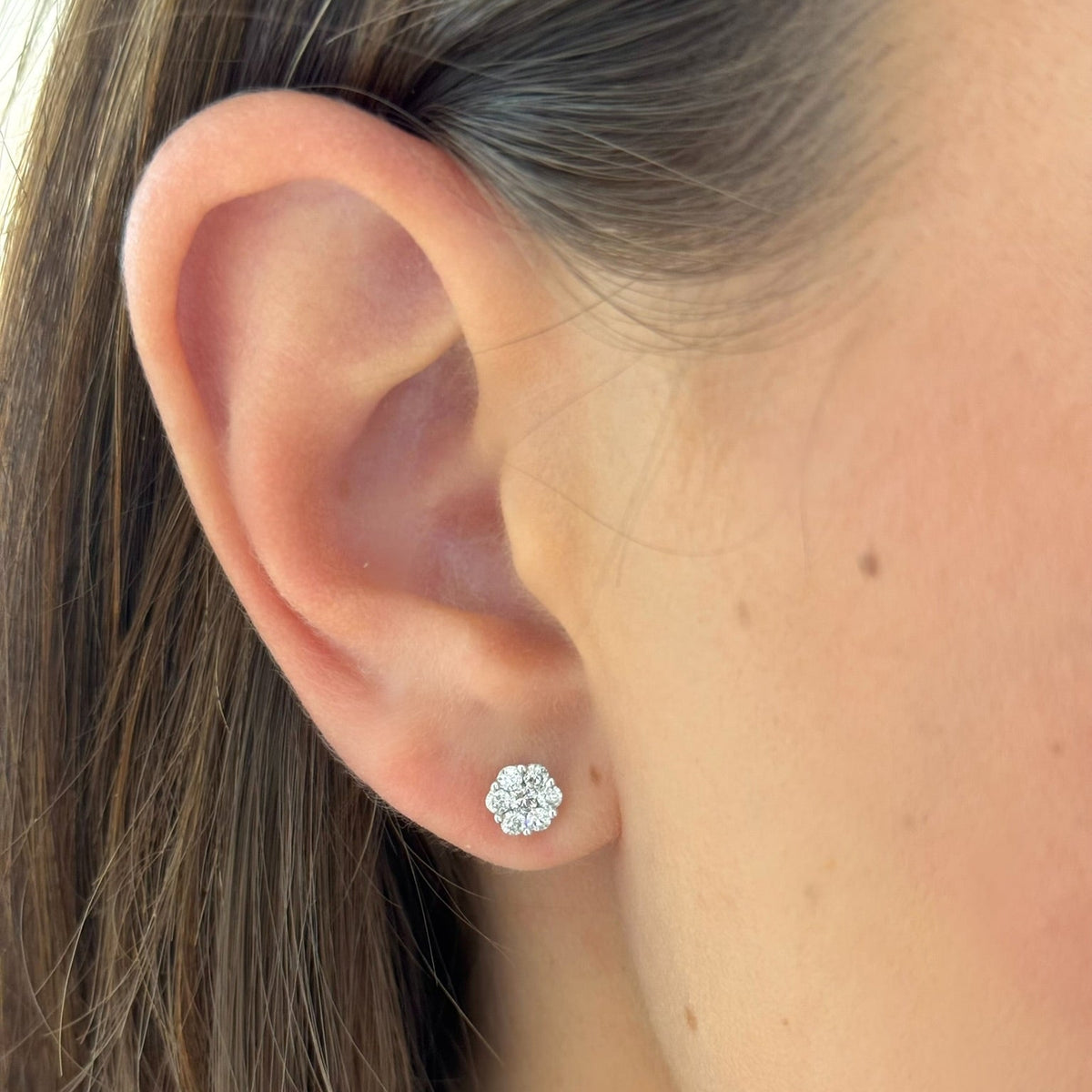 Flora Diamond Cluster Stud Earring