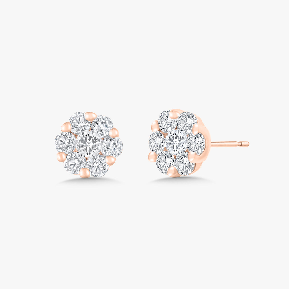 Flora Diamond Cluster Stud Earrings