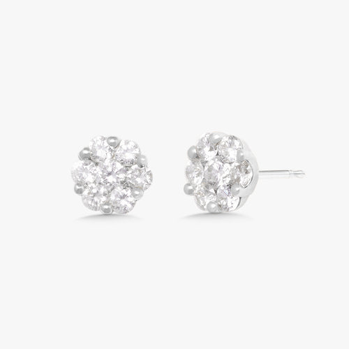 Flora Diamond Cluster Stud Earrings