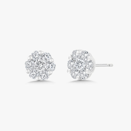 Flora Diamond Cluster Stud Earrings