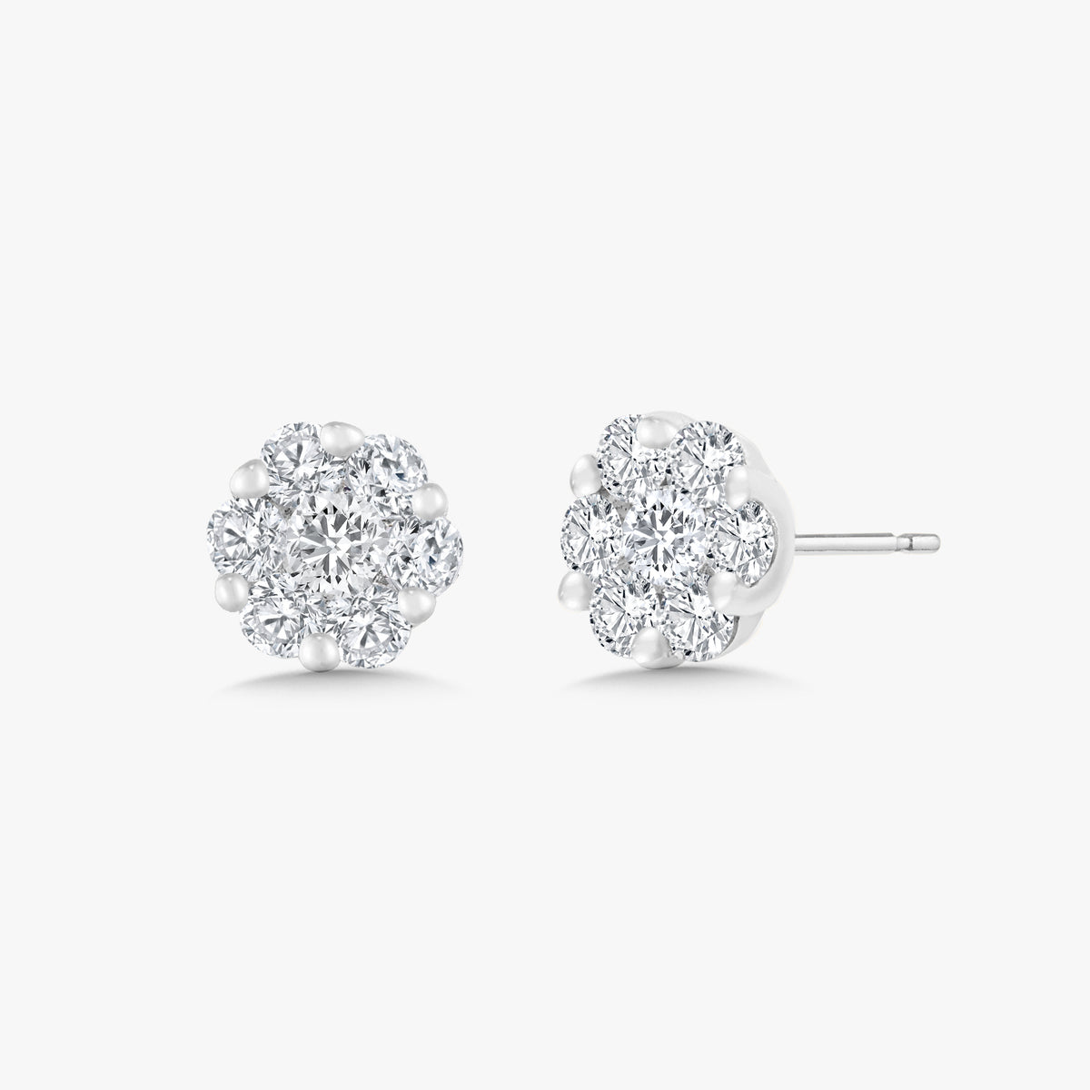 Flora Diamond Cluster Stud Earrings