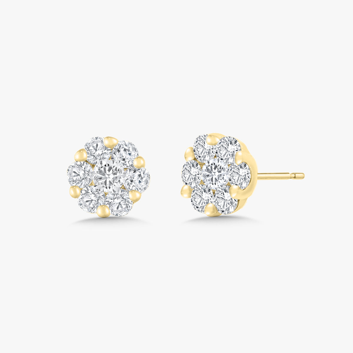 Flora Diamond Cluster Stud Earrings