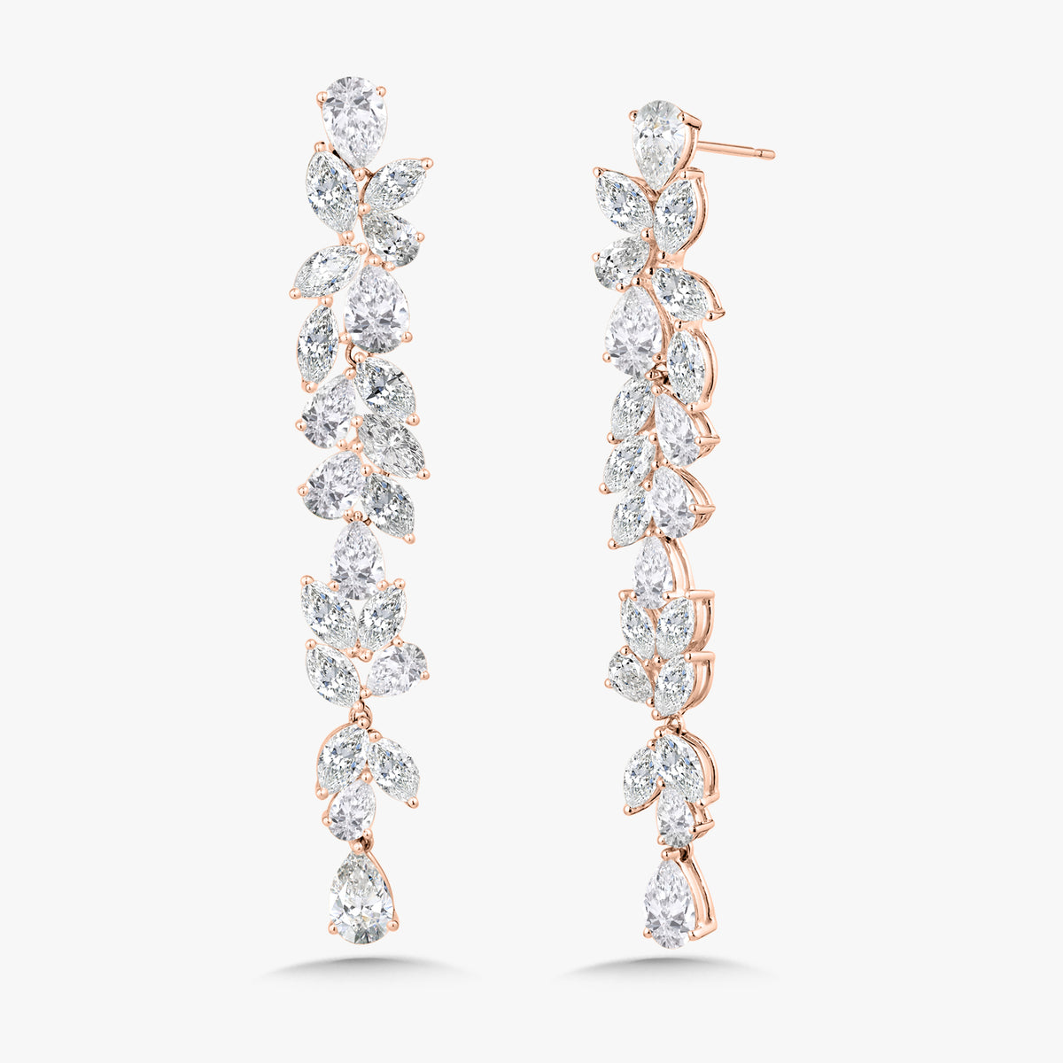 Camellia Pear & Marquise Diamond Dangle Earrings 11.15 ctw