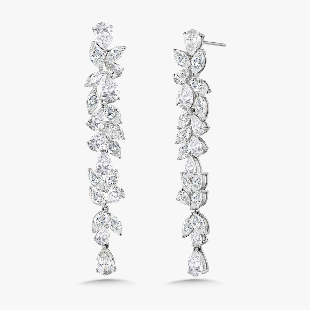 Camellia Pear & Marquise Diamond Dangle Earrings 11.15 ctw