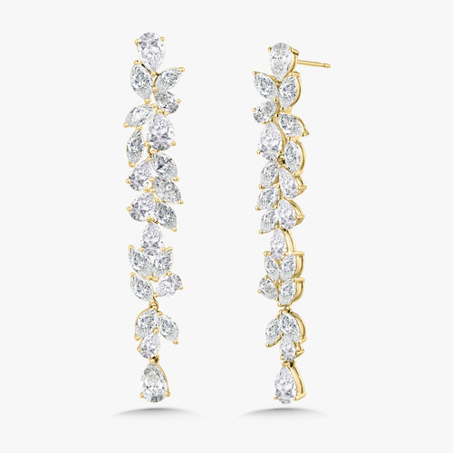 Camellia Pear & Marquise Diamond Dangle Earrings 11.15 ctw