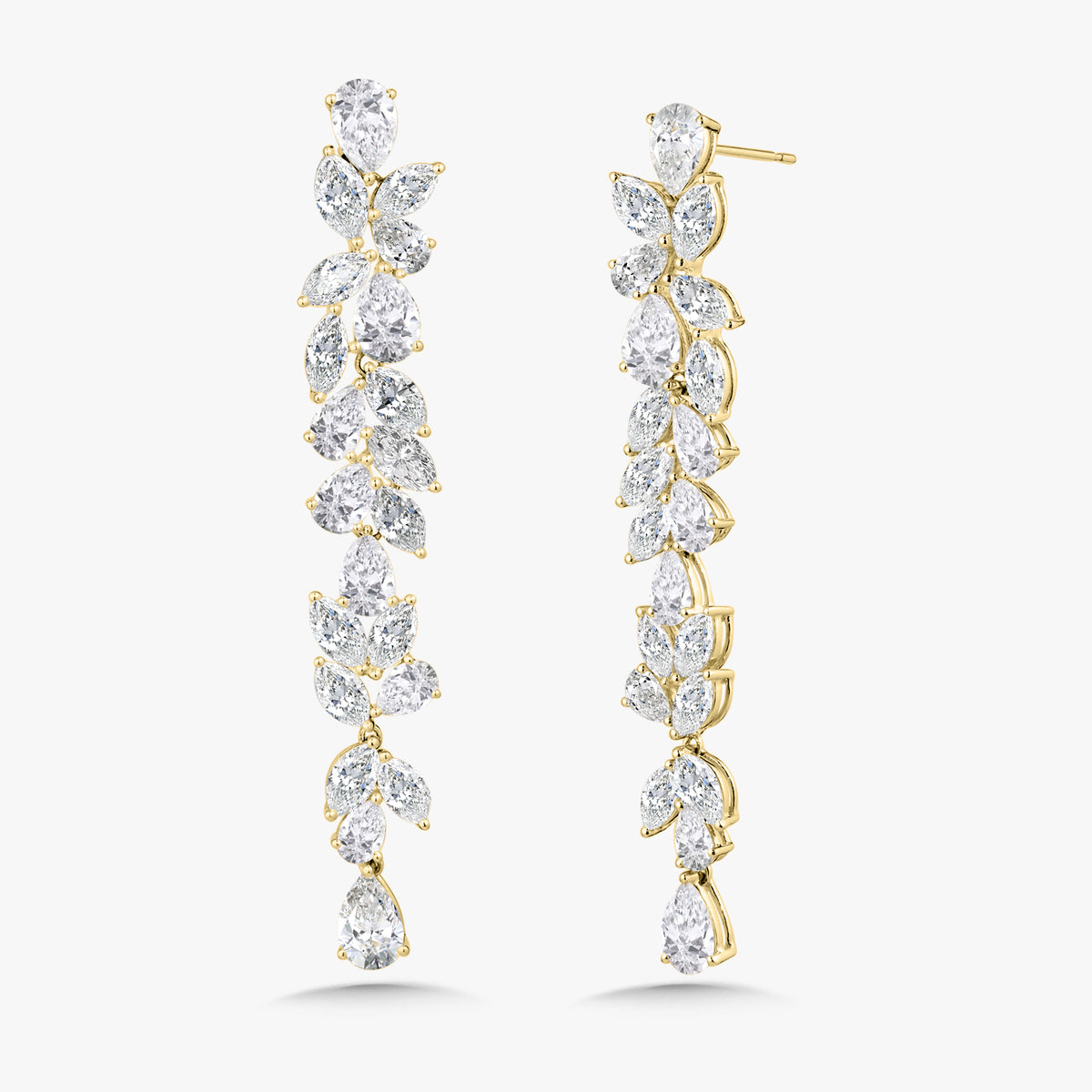 Camellia Pear & Marquise Diamond Dangle Earrings 11.15 ctw