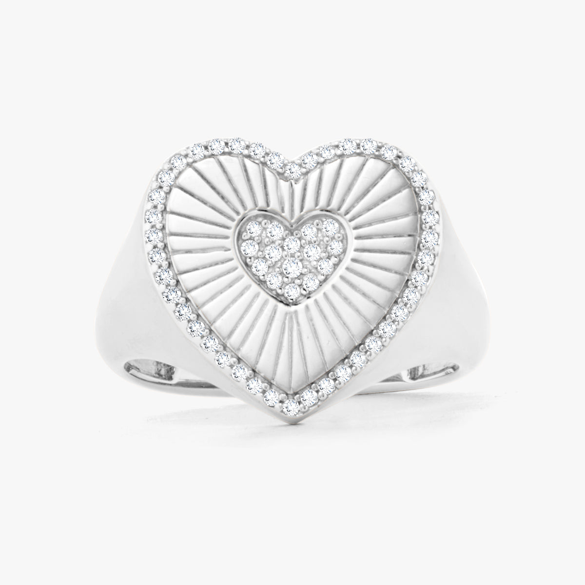 Fluted Heart Signet Ring