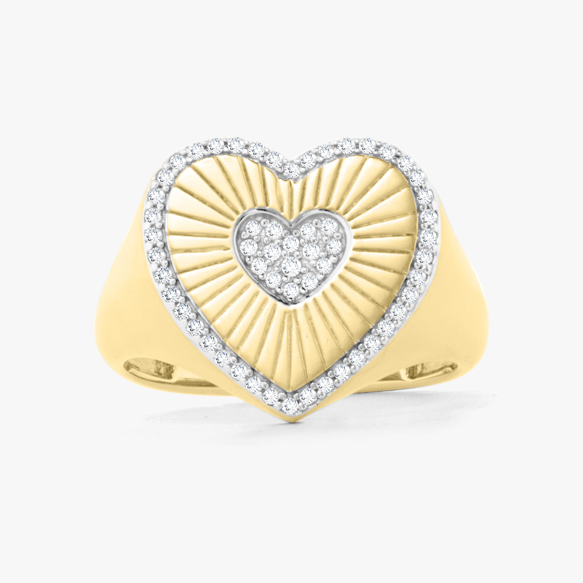 Fluted Heart Signet Ring