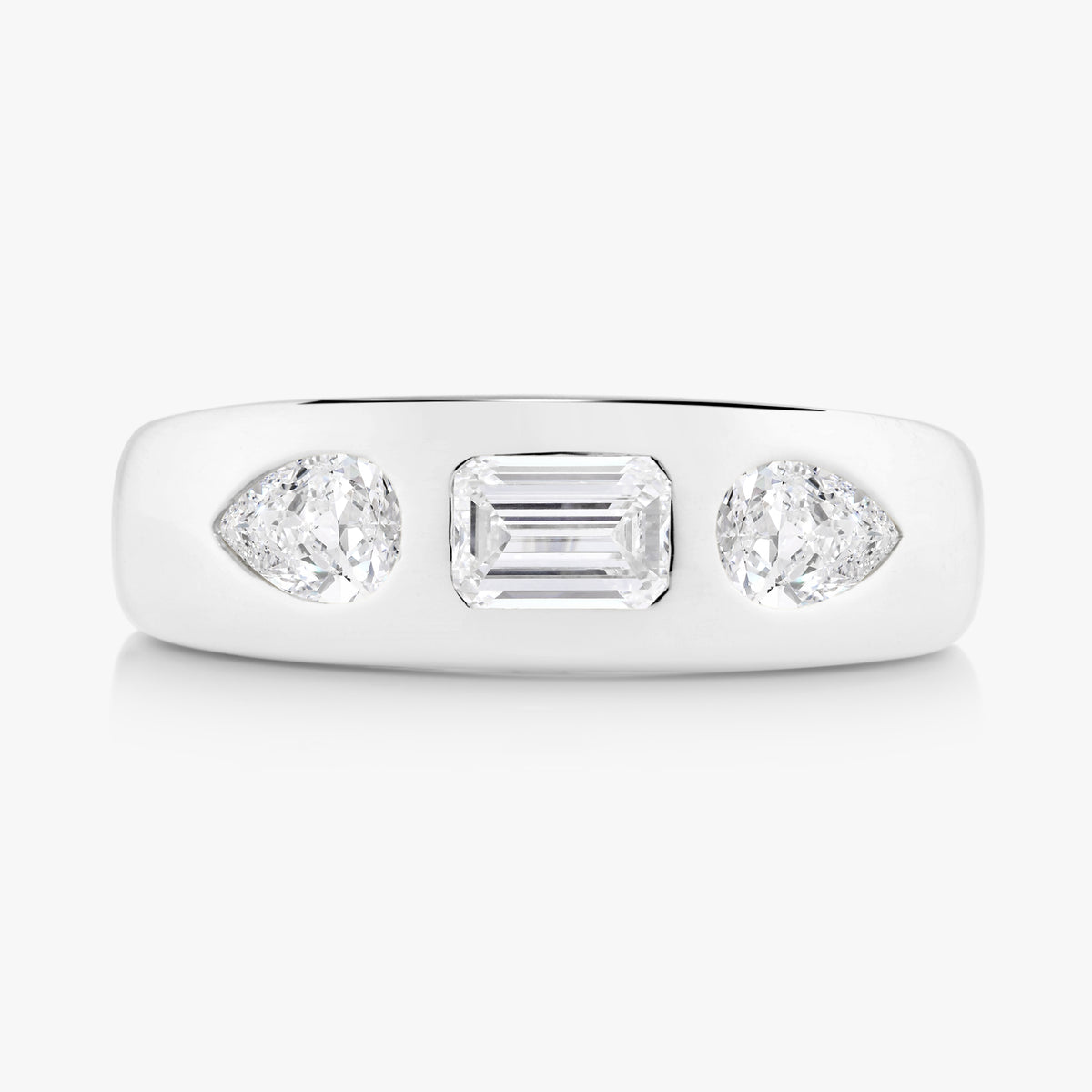 Mariana Inset Multi Mixed Shape Diamond Cigar Ring 0.62 ctw