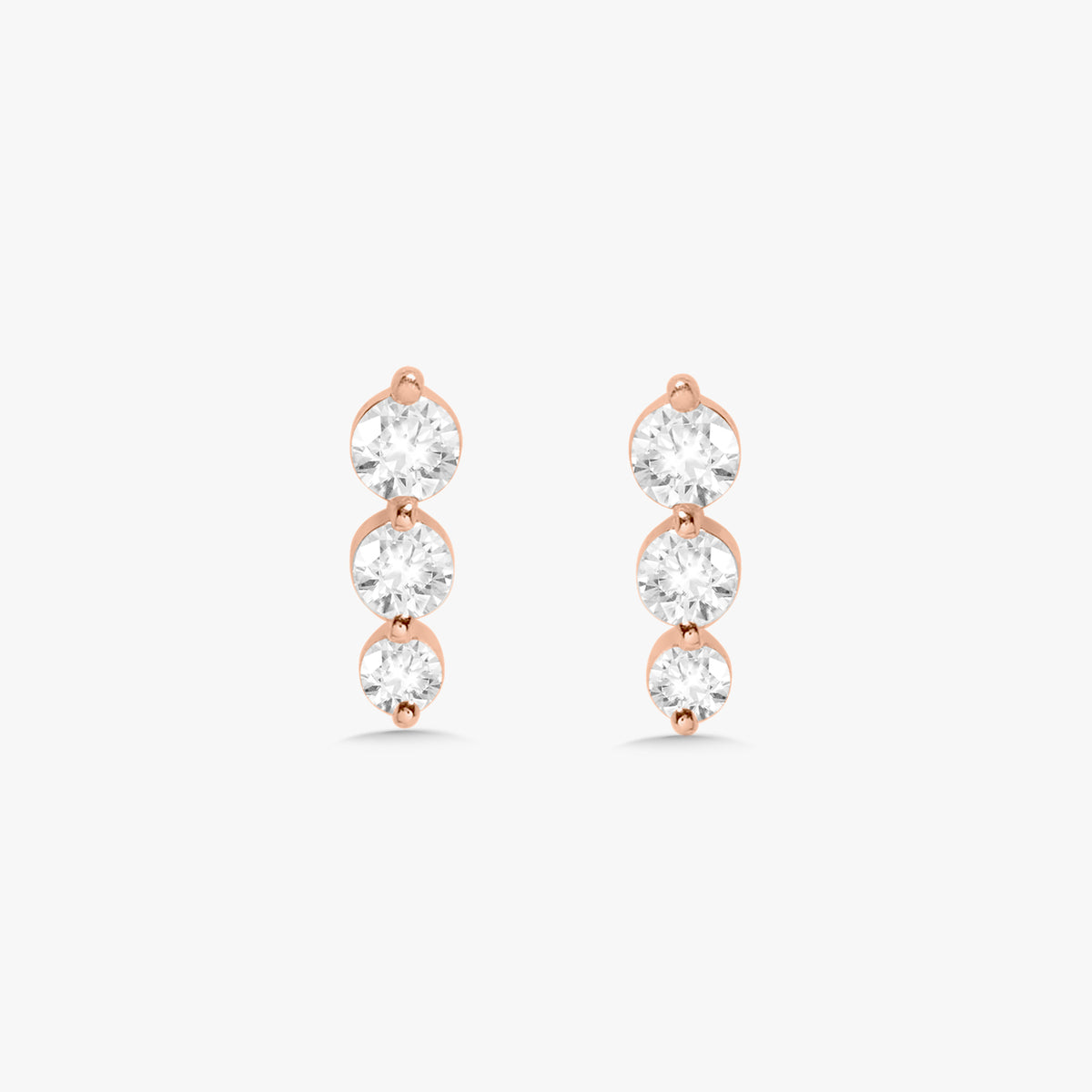 Gemma 3 Diamond Vertical Bar Stud Earrings