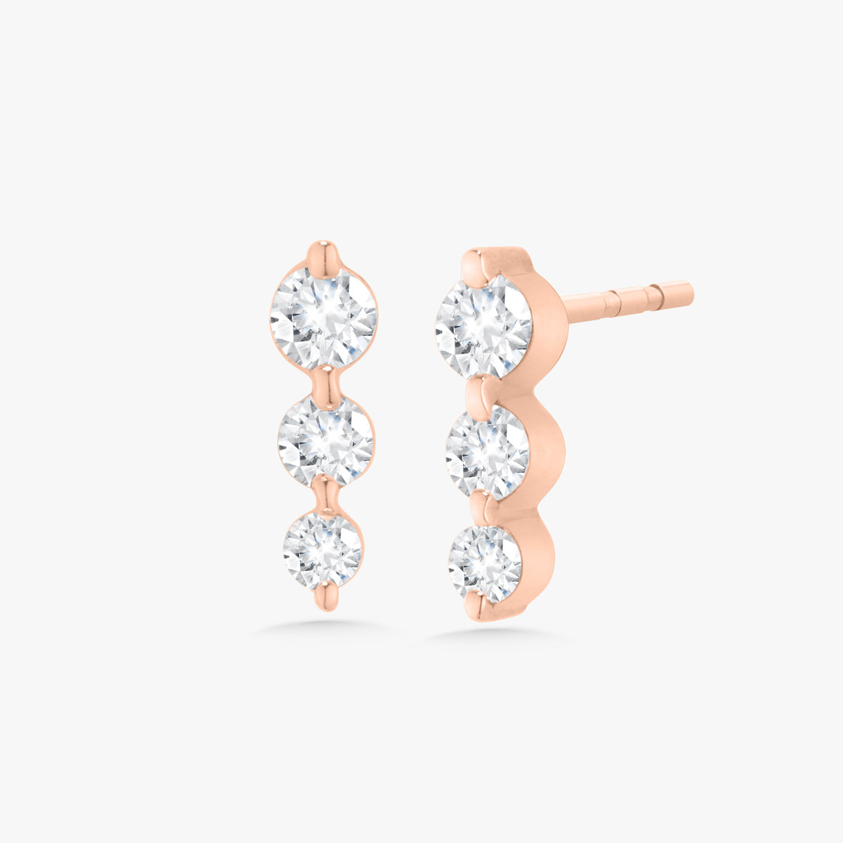 Gemma 3 Diamond Vertical Bar Stud Earrings