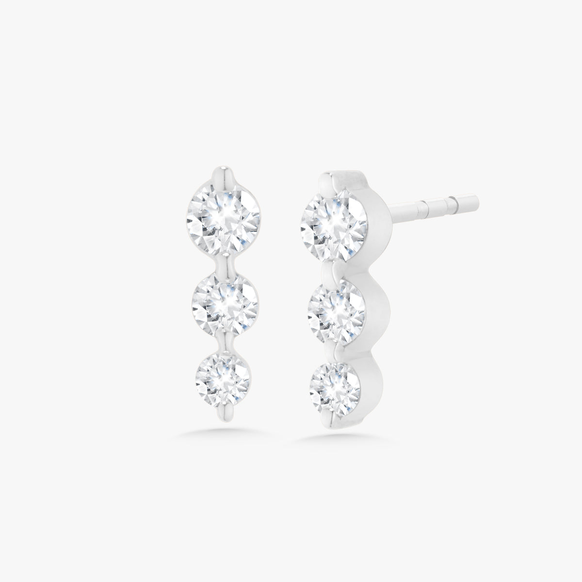 Gemma 3 Diamond Vertical Bar Stud Earrings