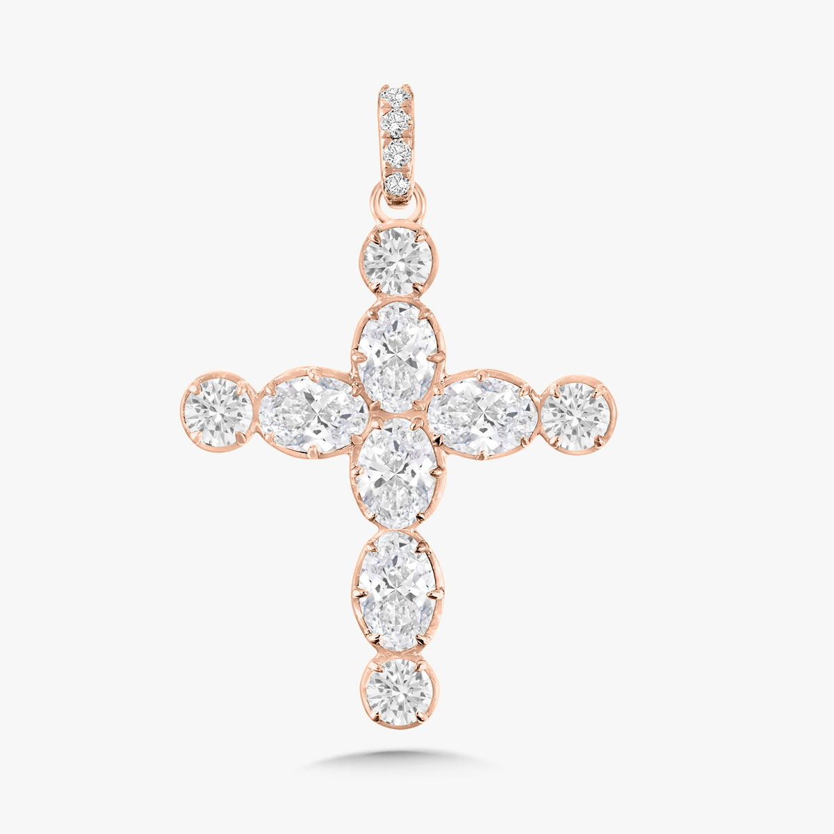 Georgian Set Oval & Round Diamond Cross Charm