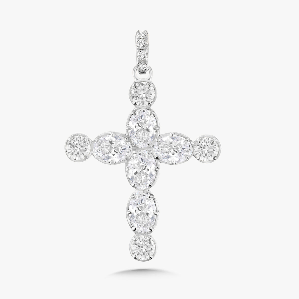 Georgian Set Oval & Round Diamond Cross Charm