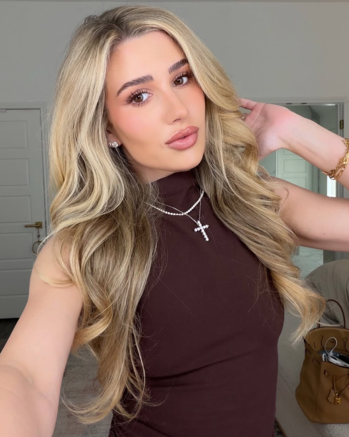 Georgie Two Prong Diamond Cross Necklace