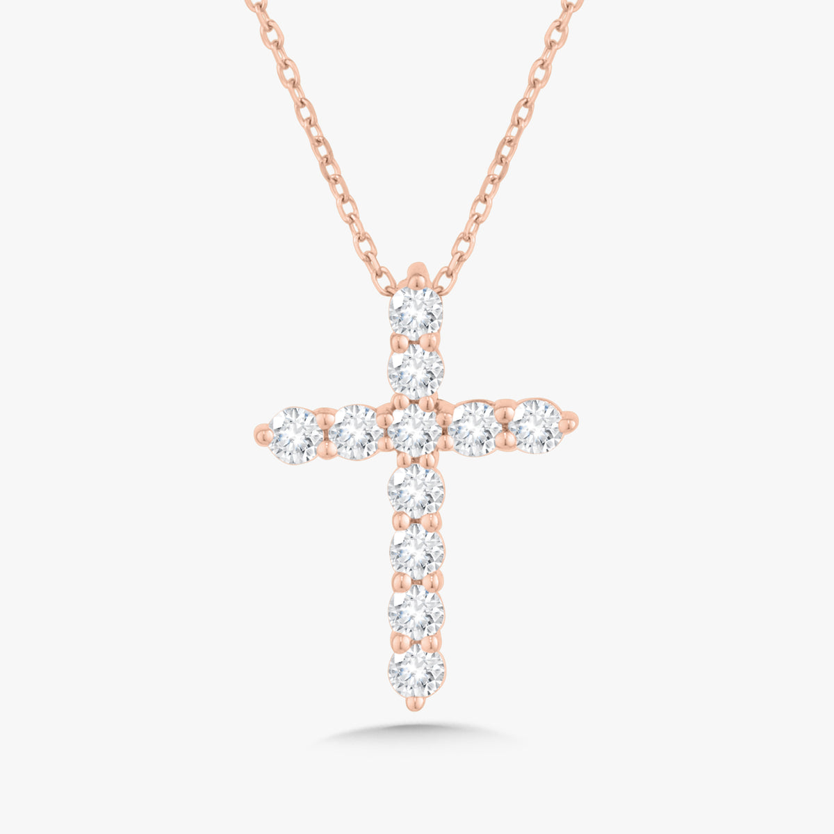 Georgie Two Prong Diamond Cross Necklace (multiple carat weights available)