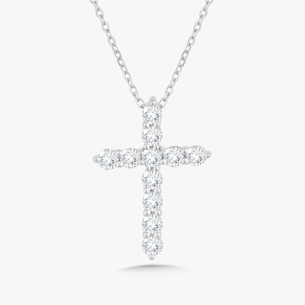 Georgie Two Prong Diamond Cross Necklace (multiple carat weights available)