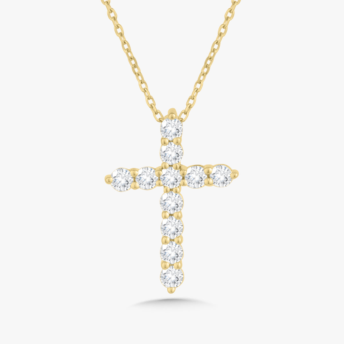 Georgie Two Prong Diamond Cross Necklace (multiple carat weights available)