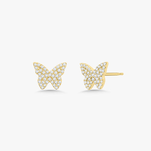 Give Me Butterflies Dainty Diamond Butterfly Stud Earrings