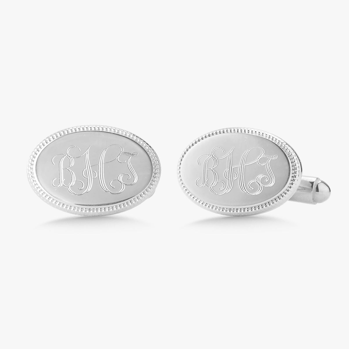 Oval Cuff Links with Beaded Edge