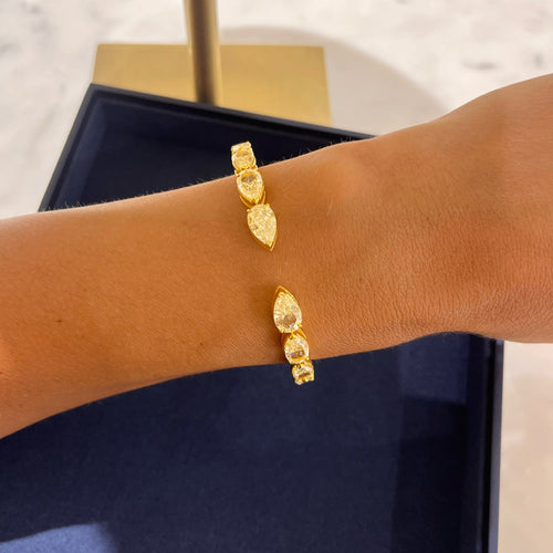Graduated Fancy Light Yellow Pear Bangle Cuff 