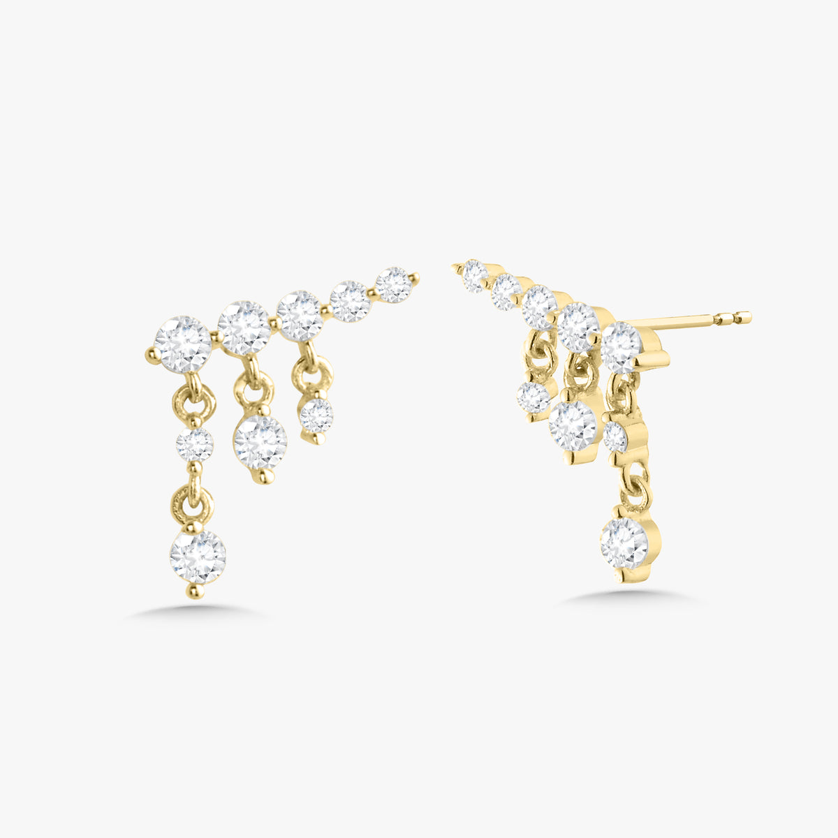 Graduated Dangle Ear Climber Stud Earrings – RWFJ - Main Image