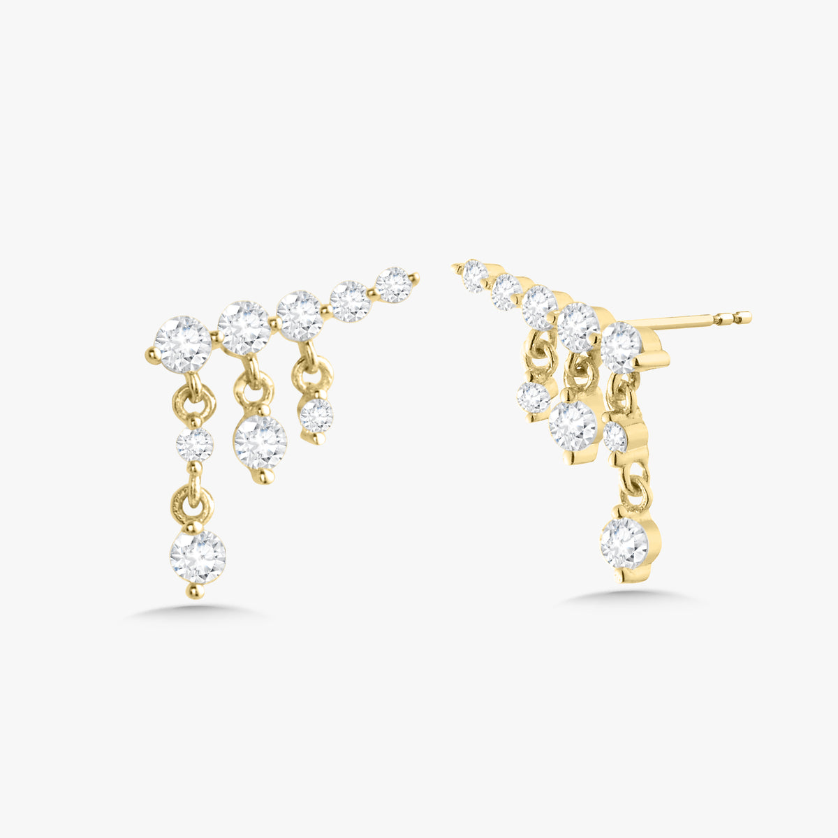 Graduated Dangle Ear Climber Stud Earrings