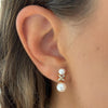 Gressett Double Pearl and Diamond Stud Earrings
