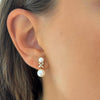 Gressett Double Pearl and Diamond Stud Earrings