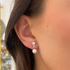 Gressett Double Pearl and Diamond Stud Earrings
