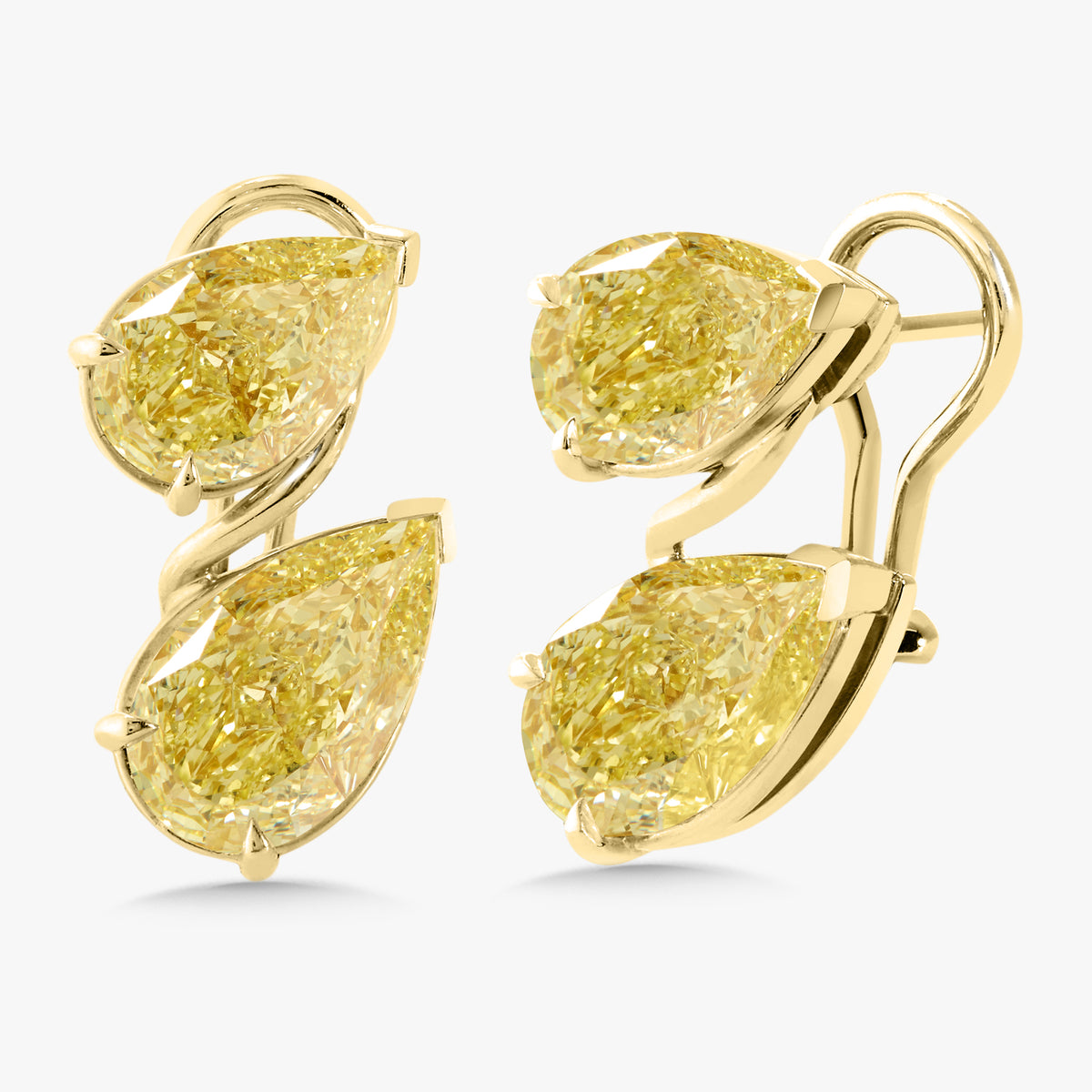 Double Fancy Deux Double Fancy Yellow Pear Diamond Cluster Earrings 10.94 ctw – RWFJ