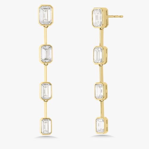 Clara Mae Emerald Cut Diamond Dangle Earrings 5.56 ctw