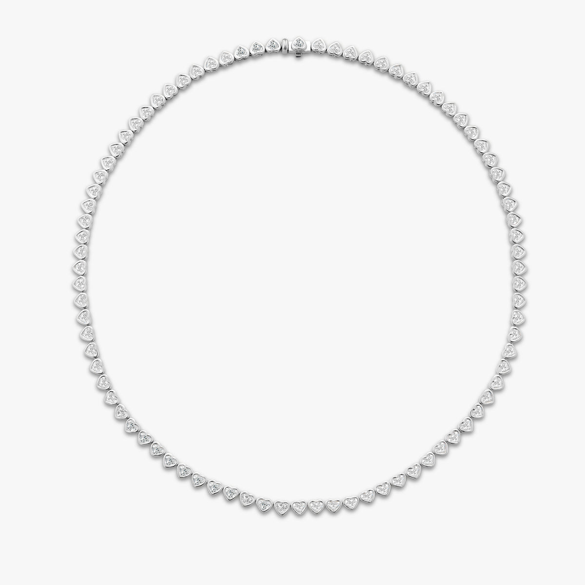 Hall Heart Bezel Set Diamond Tennis Necklace 11.80 ctw